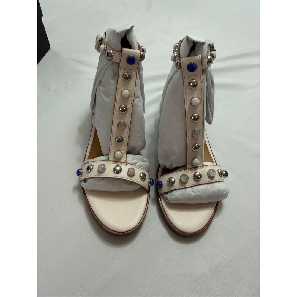 COACH Sadie New Semi Matte Flat Sandals Women’s Size 6.5 6 1/2 B Medium Chalk - Picture 3 of 9